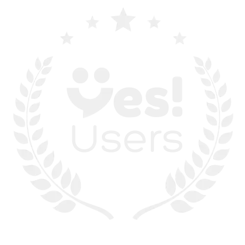 Yes Users award badge with five stars in a circular seal design