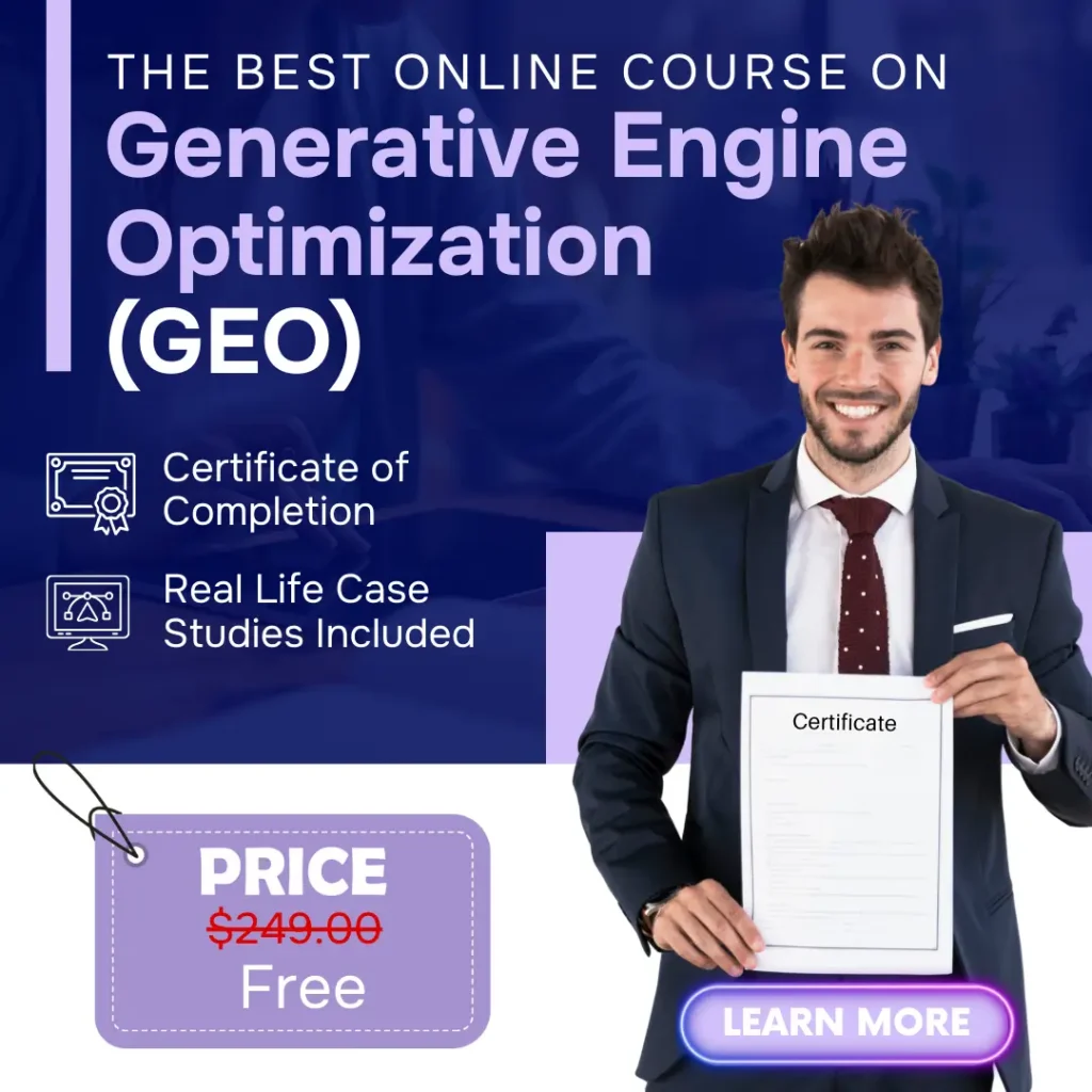 Generative Engine Optimization (GEO) free course – learn how to optimize content for AI search engines like ChatGPT, Perplexity, and Google AI Overview